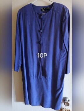 Elegant Women's Blue Button-Front Dress Top